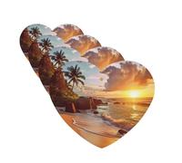 Tropical Beach at Sunset Car Air Fresheners Cards Set of 4 Pieces Hanging Scented Cards for Wardrobe Bathroom Car Aromatherapy Tablets Rearview Mirror Pendant Car Fresheners Long Lasting