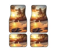 Tropical Beach At Sunset Car Foot Mat Set Of 4 Pieces Floor Mat Carpet Fit For Cars Trucks Vans Sedans And Suvs