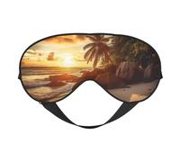 Tropical Beach at Sunset Sleep Mask for Women & Men - Double-Sided Eye Mask with Adjustable Strap, Soft Silky Feel, Light-Blocking & Breathable for Travel, Nap, Shift Work, Yoga
