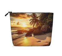 Tropical Beach at Sunset Toiletry Bags for Women, Portable Travel Cosmetic Bag, Daily Organiser with Zipper