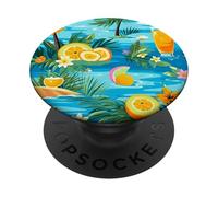 Tropical Beach Design, Summer Pattern, Orange Juice Art PopSockets Adhesive PopGrip