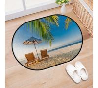 Tropical Beach Entrance Door Mat Rug for Living Room Kitchen Home Bath Tropical Palm Trees Area Rugs Washable Indoor Outdoor Non-Slip Floor Doormat 40 x 60 cm