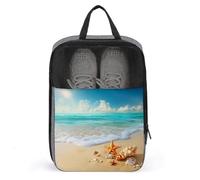 Tropical Beach Golden Sand Shells Starfish Shoe Bag for Travel Daily Use Anti-dust Storage Carrier Golf Shoe Pouch