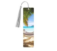 Tropical Beach Hammock Printed Metal Bookmarks M - Gray Lightweight Aluminium Book Marker for Books, Journals & Gifts, Ideal Book Lovers, Holiday Decor & Crafts