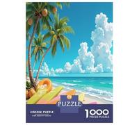 Tropical Beach Jigsaw Puzzle 1000 Piece Jigsaw Puzzle Coconut Trees Jigsaw Puzzle for Adults Relaxation Home Decor Gift 70x50cm/1000pcs