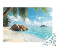 Tropical Beach Jigsaw Puzzle for Adults 1000 Piece Jigsaw Puzzle Palm Trees Relaxation Focus Home Decor Gift 70x50cm/1000pcs