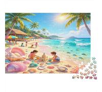 Tropical Beach Kids Sandcastle 1000 Piece Jigsaw Puzzle Paper For Adults Summer Coastal Scene Family Fun Home Relaxing 70x50cm/1000pcs