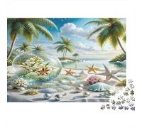 Tropical Beach Landscape 1000 Piece Jigsaw Puzzle Paper for Adults Seashell Starfish Elements Relaxation Home Decor 52x38cm/1000pcs