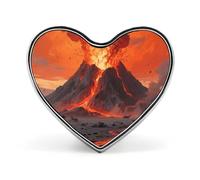 Tropical Beach Lapel Pin Fashion Brooch Pin Cute Button Badges Heart Shape Button Pins Enamel Pins Metal Pinback for Hat Shirt Clothing Bags Decoration, Volcano Wonder, Love form