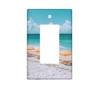Tropical Beach Light Switch Cover Plates/Outlet Covers, Aqua Blue Ocean for Summer Decor, Thermoplastic Wall Plates, Standard Size Single Rocker
