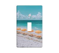 Tropical Beach Light Switch Cover Plates/Outlet Covers, Aqua Blue Ocean for Summer Decor, Thermoplastic Wall Plates, Standard Size Single Toggle