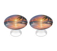 Tropical Beach Palm Tree Cabinet Knobs, 2-Pack Silver Stainless Steel Drawer Pulls with Screws, Elegant Hardware for Dressers, Kitchen,Cabinets & Desks