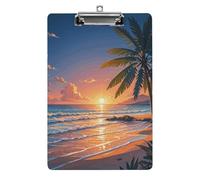 Tropical Beach Palm Tree Clipboard 8.5×12.5 Inch Acrylic Clip Board with Metal Clip A4 Letter Size Decorative Clipboard Cute Hanging Clipboards for Office, Teacher, Nurse, Doctor,