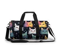 Tropical Beach Palm Tree Gym Bag Small Travel Duffle Bag with Compartment Carry On Weekender Bag for Women Men, Star Ear Cat, 17.7in/9in/9in