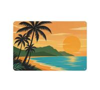 Tropical Beach Palm Tree Landscape Art Metal Wall Plaque 20x30cm Home Decor | For winter decorating, metal wall signs bring a neat finishing detail to the kitchen.