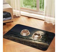 Tropical Beach Palm Tree Patterned Pet Feeding Mat with Water-Absorbing PU Top & Rubber Base - Anti-Slip Dog Cat Food Mat for Cats, Dogs & Pets, 30x45cm