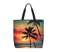 Tropical Beach Palm Tree Print Fashion With Zip Shoulder Bag Casual Handbag Shopper Bag For Work Travel