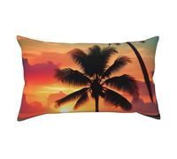 Tropical Beach Palm Tree Print Fuzzy Pillow Cover, Soft Plush Body Pillow Case With Hidden Zipper 91Ã-50cm Women Men Gifts