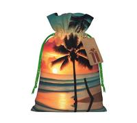 Tropical Beach Palm Tree Print Reusable Gift Bags,Drawstring Gift Bags For Jewelry And Gifts,For Festive Occasions