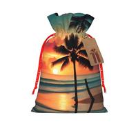 Tropical Beach Palm Tree Print Reusable Gift Bags,Drawstring Gift Bags For Jewelry And Gifts,For Festive Occasions