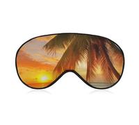 Tropical Beach Palm Tree Sunset Eye Mask, Side Sleeping Mask Light Blindfold Sleeping Mask Nose Pad and Elastic Band for Children Women and Men
