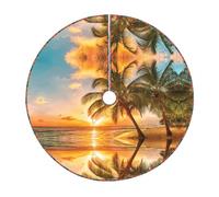 Tropical Beach Palm Tree Sunset Print Christmas Tree Skirt Festive Decoration For The Perfect Holiday Ambience
