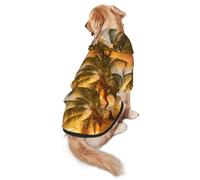 Tropical Beach Palm Tree Sunset Print Dog Hoodie For Medium To Large Dogs, Warm, Soft, Breathable Sweatshirt, Easy To Wear Jumper For Winter And Fall, Pet Coat Pullover