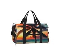 Tropical Beach Palm Tree Sunset Print Men Women Handheld Sports Luggage Waterproof Travel Gym Crossbody Bag Workout