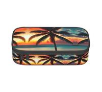 Tropical Beach Palm Tree Sunset Print Multi-Functional Pen Case,Perfect for Students, Professionals, and Travelers Alike