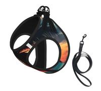 Tropical Beach Palm Tree Sunset Print Reflective No Choke Pet Vest Harness,Adjustable Soft Padded Dog Harness With Easy Control Handle