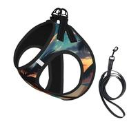 Tropical Beach Palm Tree Sunset Print Soft Mesh Dog Harness and Leash Set Pet Puppy Cat Comfort Padded Vest No Pull Harnesses