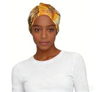 Tropical Beach Palm Tree Sunset Print Turban Headscarf Hat for Women Modern Stretch Printed Polyester Sleep Cap Chemo Head Wrap Gift