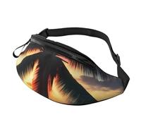 Tropical Beach Palm Tree Sunset Print Waist Bag for Hiking Cycling Running and Outdoor Activities Lightweight Pack