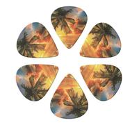 Tropical Beach Palm Tree Sunset Printed Guitar Picks -6 Pcs Guitar Picks Plectrum,Guitar Accessories,Electric Guitar Pick, Bass & Ukulele 0.46mm