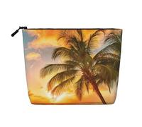 Tropical Beach Palm Tree Sunset Printed Make up Bag for Women Makeup Bags Zipper Travel Cosmetic Bags Pouch Organizer