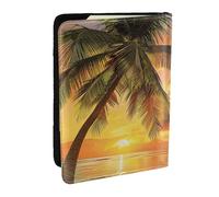 Tropical Beach Palm Tree Sunset Printed Passport Holder - 6.5 x 4.5 Inch RFID Blocking Travel Wallet,Stylish Passport Cover,Lightweight Document Organizer for Cards