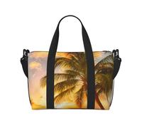 Tropical Beach Palm Tree Sunset Printed Travel Bag Duffle Bag for Men Women, Large Water Resistant Gym Bag Weekend Holdall Bag with Shoulder Strap