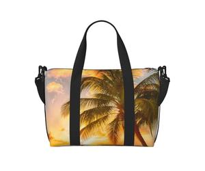 Tropical Beach Palm Tree Sunset Printed Travel Bag Duffle Bag for Men Women, Large Water Resistant Gym Bag Weekend Holdall Bag with Shoulder Strap