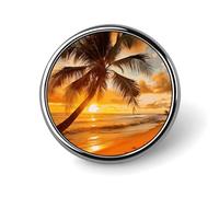 Tropical Beach Palm Tree Sunset Round Badge 25mm/1 Inch Metal Buttons Round Badge Pin Button Parts Classic Pin Holders Buttons for Shirts Clothes Individualistic Brooch