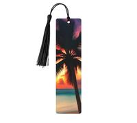Tropical Beach Palm Tree Sunsetwooden Bookmarks Set for Reading, 5 Pc Thoughtful Cute Book Mark Clips Lovers Gifts