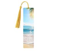 Tropical Beach Palm Trees in Hawaii in Summer Unique Double-Sided Artwork Printed Wooden Bookmarks, Artistic Book Accessories Birthday Presents for Men Women Presents for Book Lovers