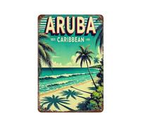 Tropical Beach Palm Trees Ocean Sky Metal Tin Sign Plaque | Wall Decor for Cafe, Club Bar, Office, Home Garden Metal Poster 4x16Inch or 8x8inch