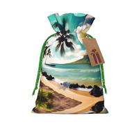 Tropical Beach Palms Print Drawstring Gift Bags,For Holiday Season,Birthdays,Anniversaries And Any Special Occasion