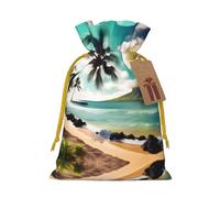 Tropical Beach Palms Print Reusable Gift Bags,Drawstring Gift Bags For Jewelry And Gifts,For Festive Occasions