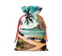 Tropical Beach Palms Print Reusable Gift Bags,Drawstring Gift Bags For Jewelry And Gifts,For Festive Occasions