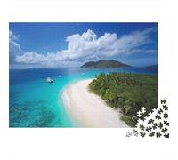 Tropical Beach Paradise 1000 Pc Premium Cardboard Classic Jigsaw Tropical Beach Treasures Puzzle for Budget Shoppers Logic Skill Family Game Night 38x26cm/1000pcs