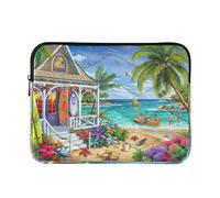 Tropical Beach Paradise Blue Computer Sleeve, Waterproof 15.6 Inch Laptop Case for Women