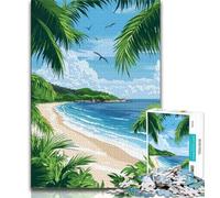 Tropical Beach Paradise Puzzles for Teenagers Teens 1000pc Puzzle,Fun Games Every Piece Is Unique - Challenging Family Fun Game 75x50cm