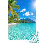 Tropical Beach Paradise with Palm Trees Jigsaw Puzzle, 1000 Piece