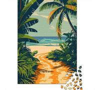 Tropical Beach Path 1000 Piece Jigsaw Puzzle, Historic Square Architecture, Premium Paper Puzzle, Decorative Artwork for Travel Lovers, Paper Board, 52x38cm/1000pcs